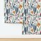 Heron Botanical Large Scale Cranes Marshland Habitat Custom Pre-pasted Wallpaper by Spoonflower Pre-Pasted Wallpaper 2FT Wide